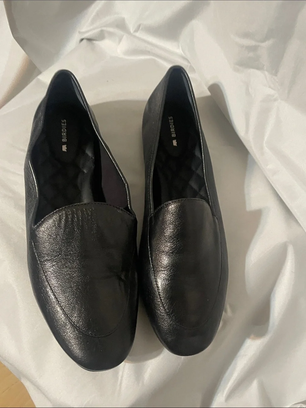 Birdies Vesper Black Tumbled Leather Comfort Loafers Flats 9.5